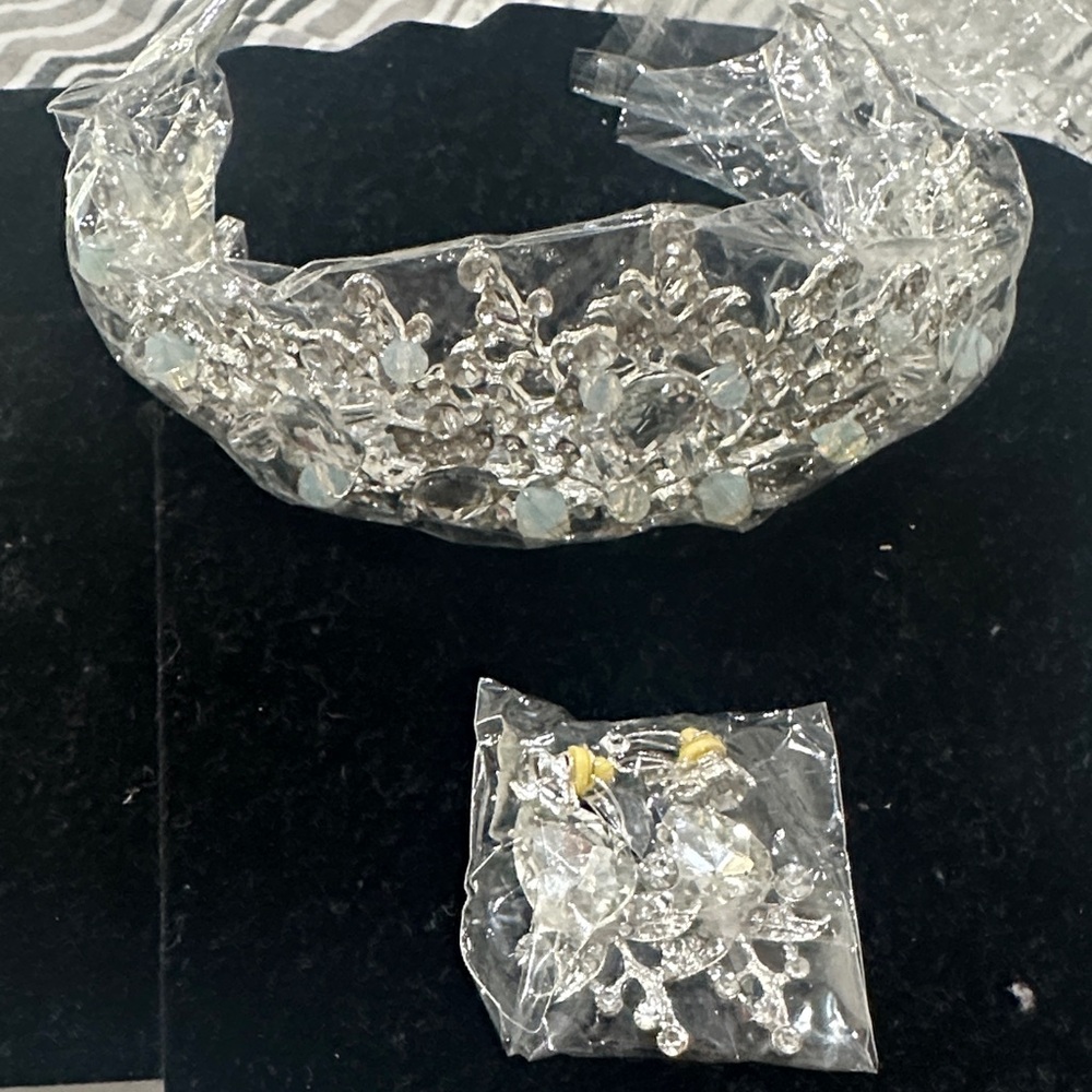Elegant Silver Tiara and Earring Set